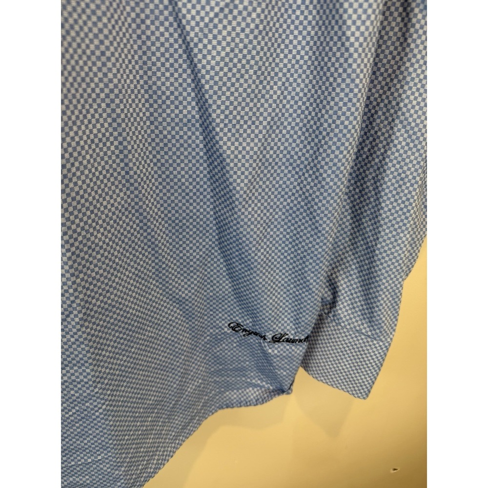 English Laundry Mens Size 16 34/35 Blue Gingham Dress Shirt Long Sleeves - Picture 9 of 11